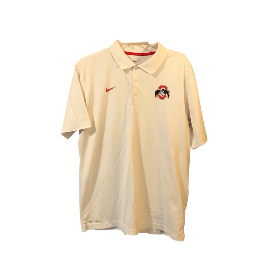 Nike Ohio State University Buckeyes White Men’s Polo Shirt Size Large